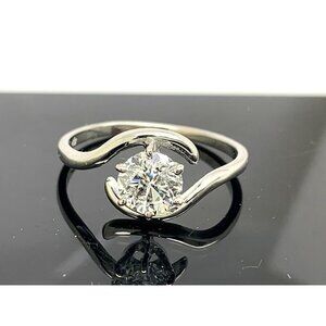 Engagement Ring Diamond 1.25ct Solitaire 10k White Gold Wedding Women's Size 10